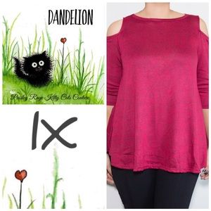 BNWT Cold Shoulder Knit Swing Top with 3/4 sleeves